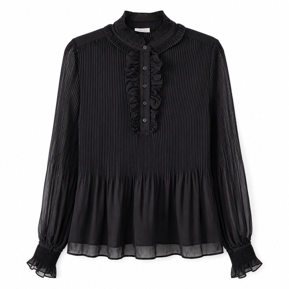 Vtg Worthington Womens Small Shirt Button Up Sheer Black‎ Goth Romantic Elevated